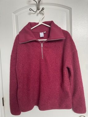 Elle Plush Half-Zip Pullover in Raspberry